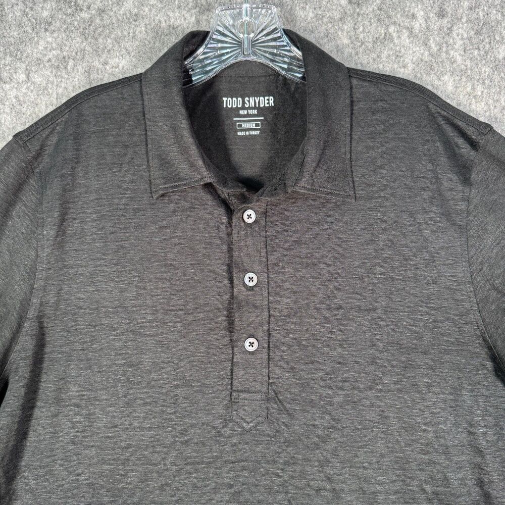 Todd Snyder Linen Polo Shirt Mens Medium Black Short Sleeve